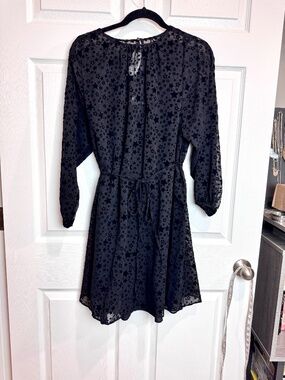 NWT Loft Velvet Star Burnout Long Sleeve Mini Dress, Size Medium